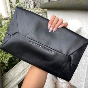 NWT Marc Jacobs Black Leather Envelope Clutch